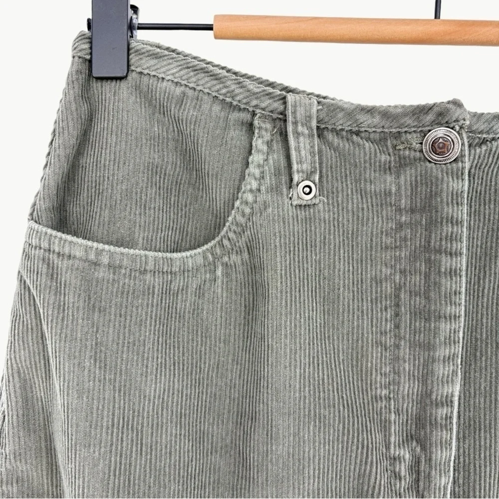 Vintage B Moss Corduroy A Line Mini Skirt Size 8 Sage Green 90s Cotton